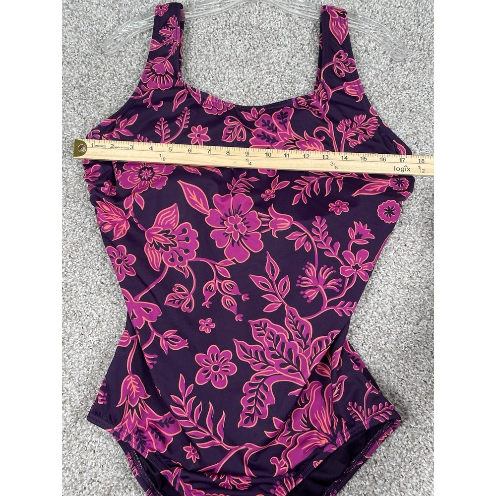 Lands' End Womens Soft Cup Tugless Swimsuit Blackberry Ornate Floral Sz 16W - Picture 4 of 8